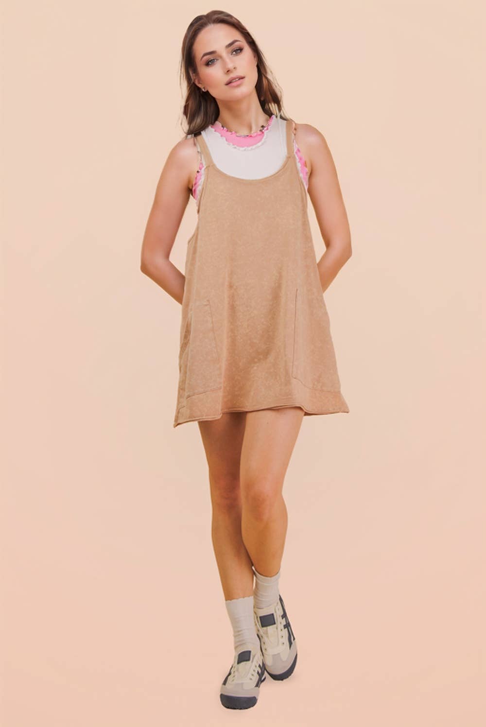 Jessie Mineral Washed Knit Mini Dress with Shorts Inside