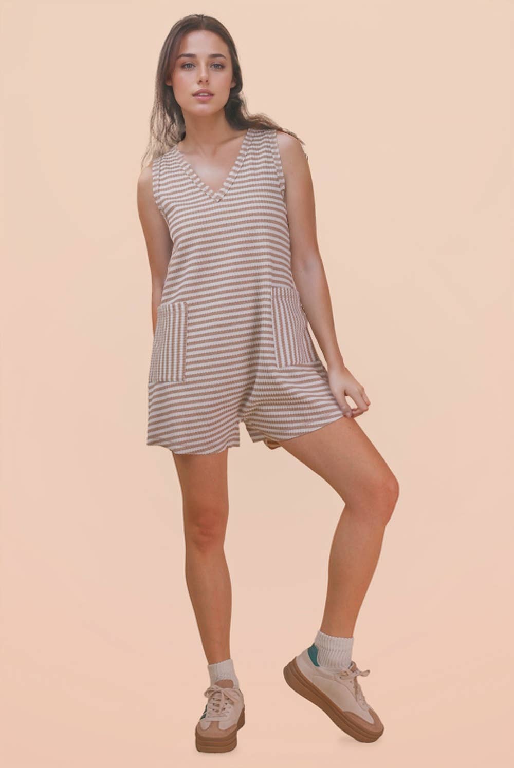 Lonnie Striped Knit Casual Comfy Romper