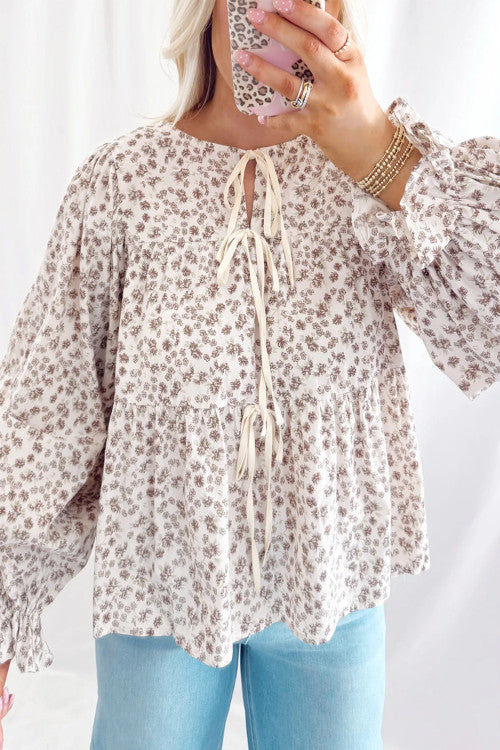 Jasmine bow tie peplum blouse