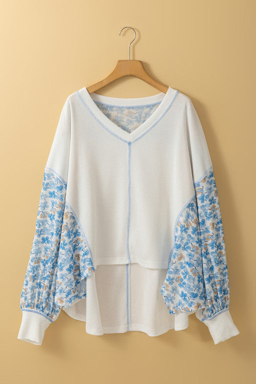 Juliet floral patchwork bat wing blouse
