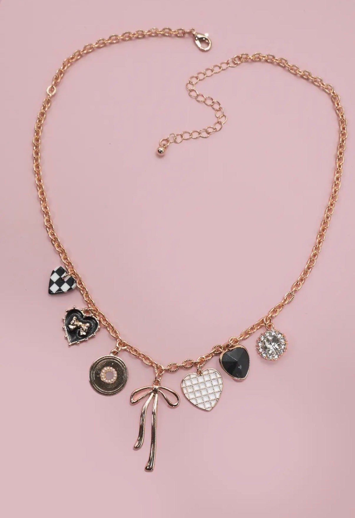 Mythic Checkered bow charm necklace