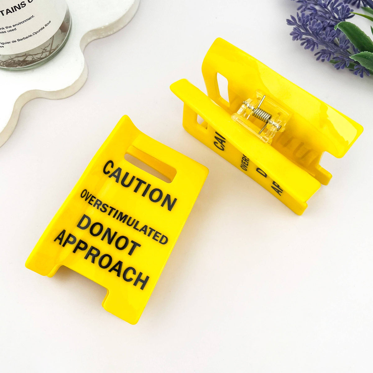 “Overstimulated” Warning Acrylic Hair Claw Clip