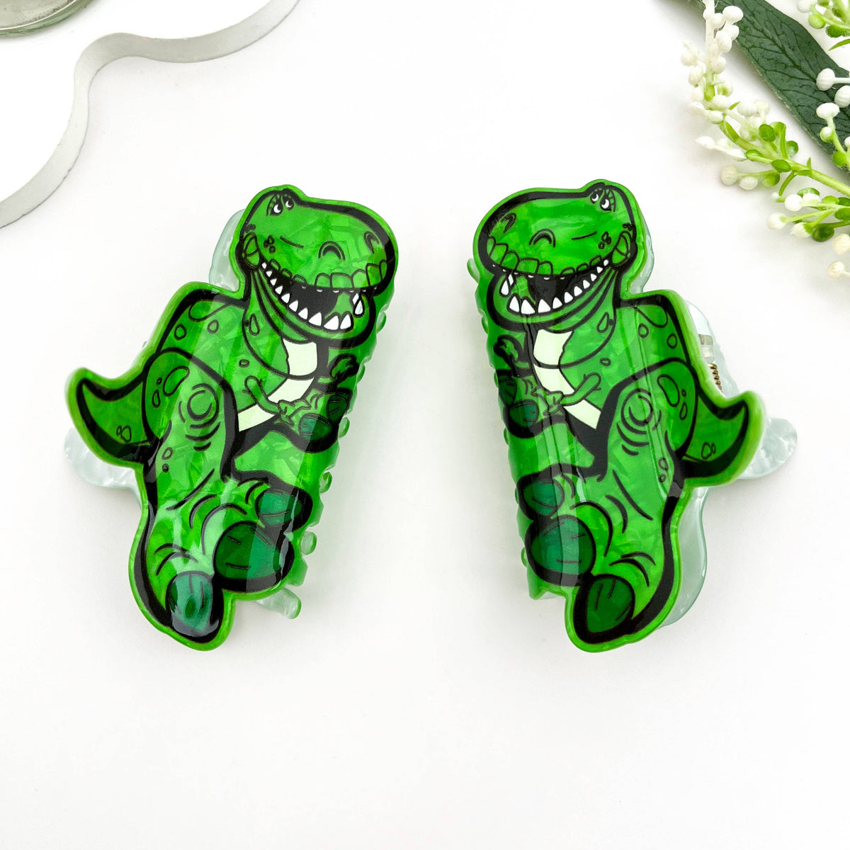 🦖 Green T-Rex Print Claw Clip – Fun Dinosaur Hair Accessory