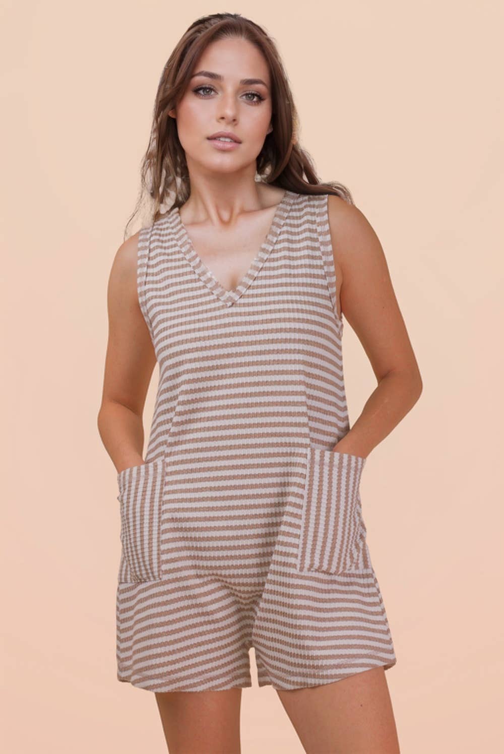 Lonnie Striped Knit Casual Comfy Romper