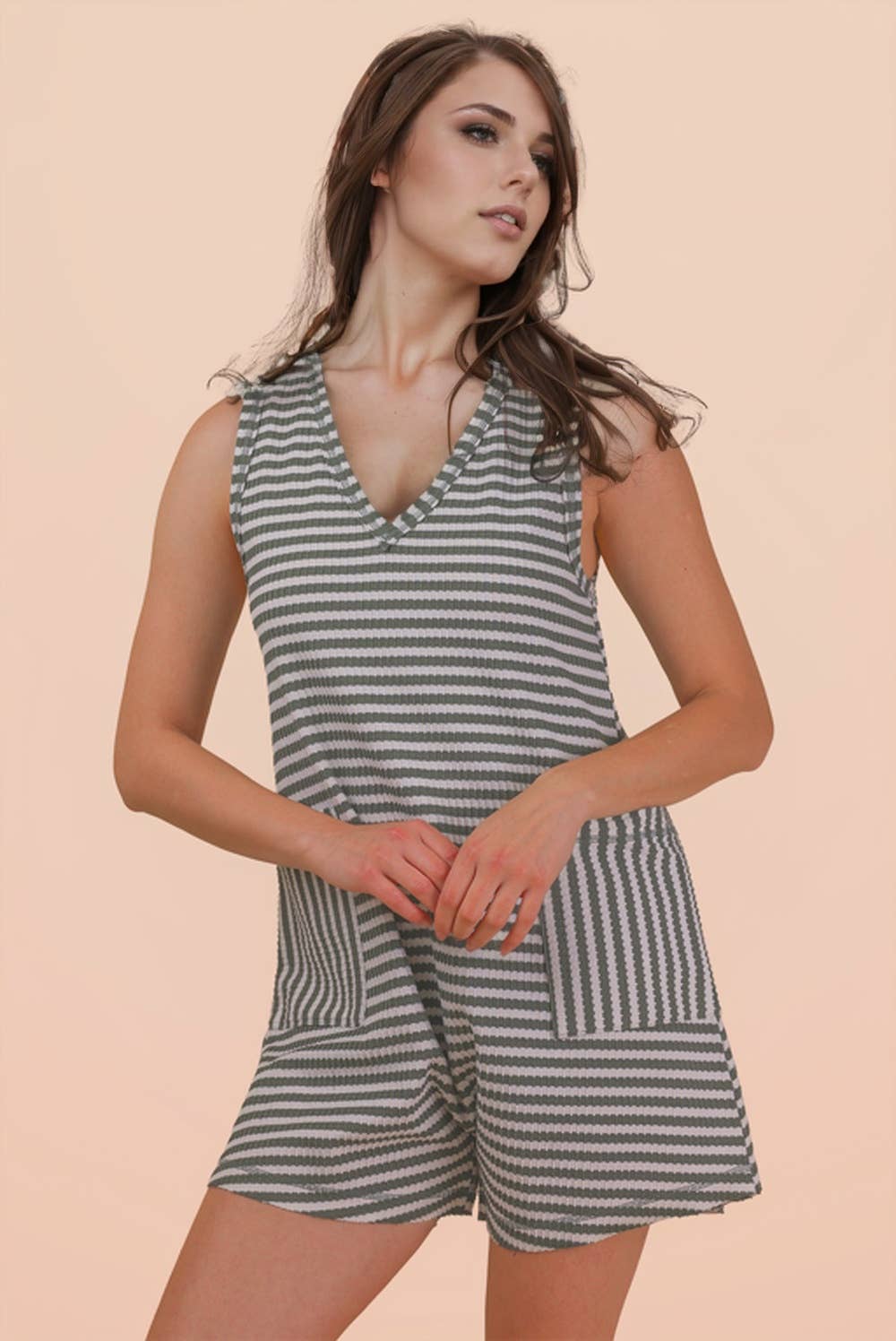 Lonnie Striped Knit Casual Comfy Romper