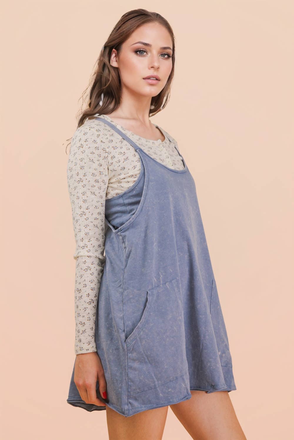 Jessie Mineral Washed Knit Mini Dress with Shorts Inside 