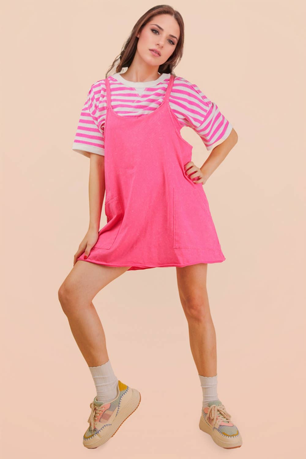 Jessie Mineral Washed Knit Mini Dress with Shorts Inside 