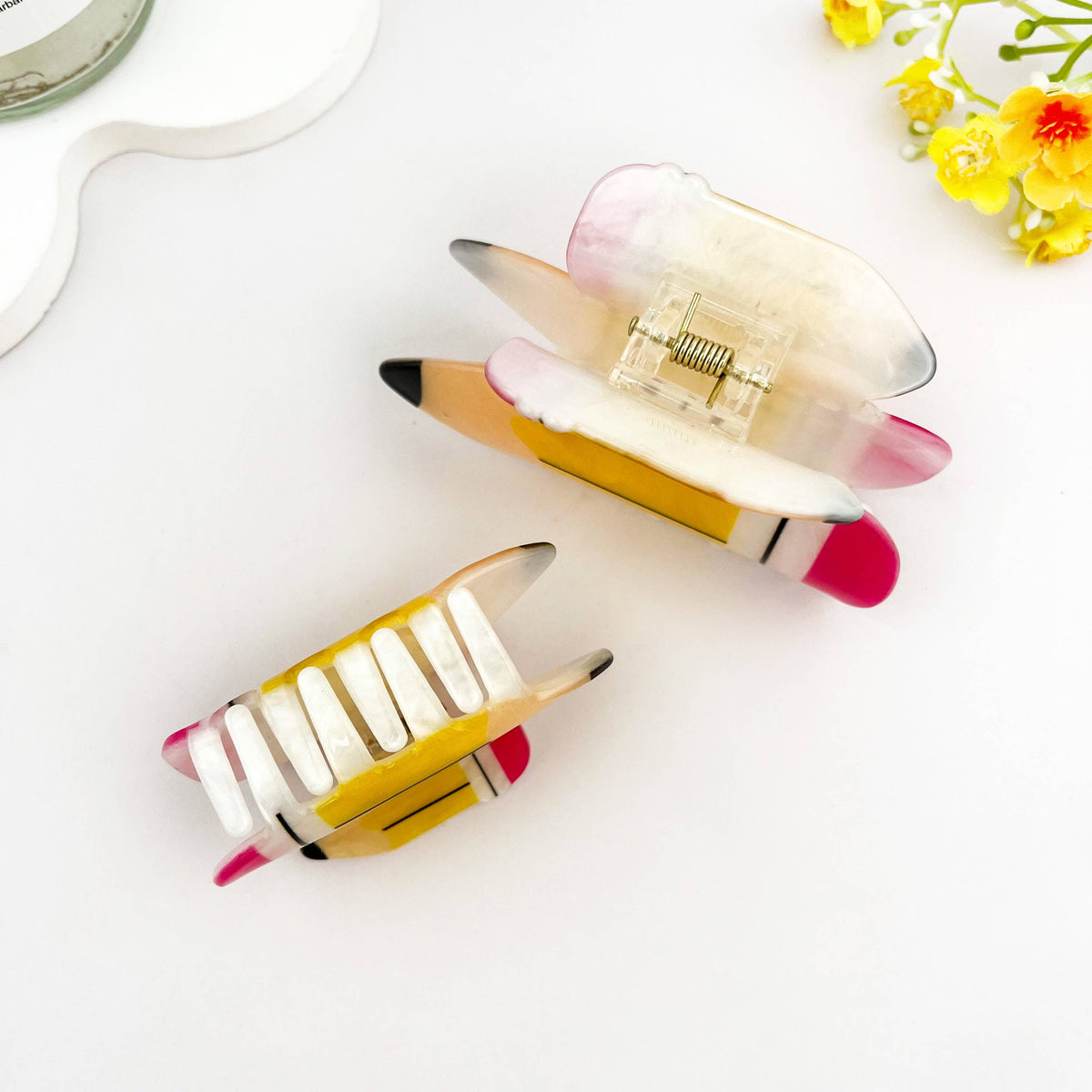 Cartoon Fun Big and Small Pencil Stationery Hair Claw Clip