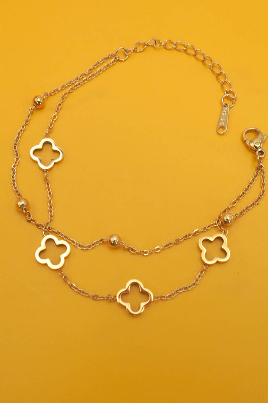 18K STAINLESS STEEL TARNISH FREE CLOVER BRACELET