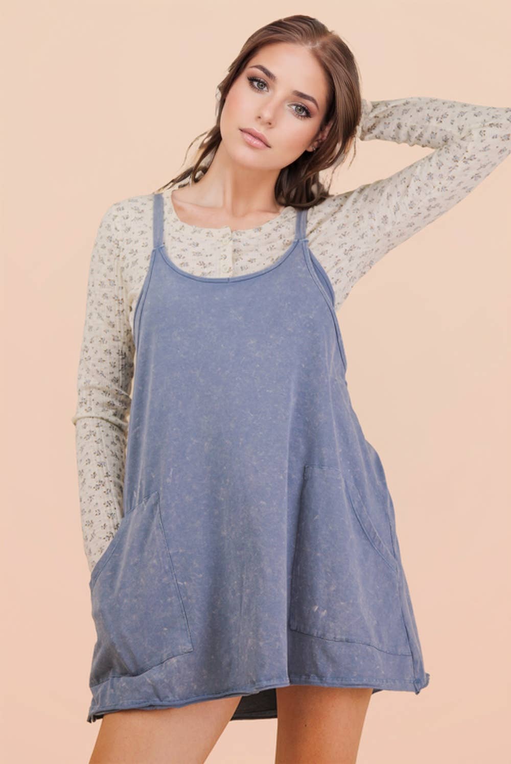 Jessie Mineral Washed Knit Mini Dress with Shorts Inside 