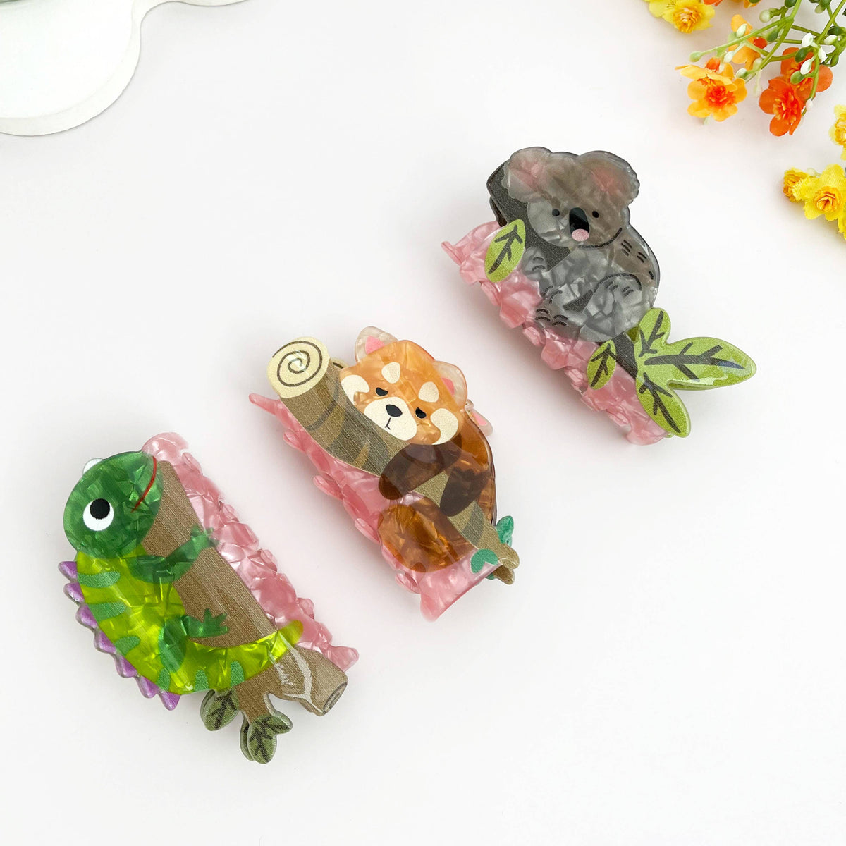 Lazy Animal Tree-Hugging Hair Claw Clip