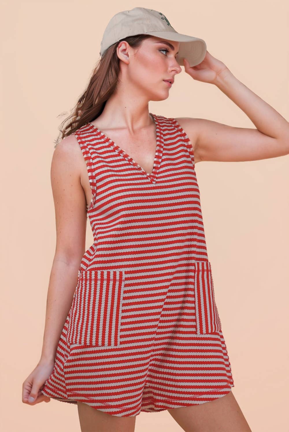 Lonnie Striped Knit Casual Comfy Romper