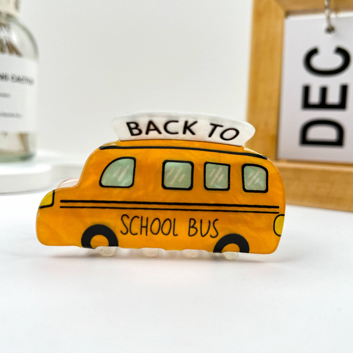 School Bus Acrylic Hair Claw Clip