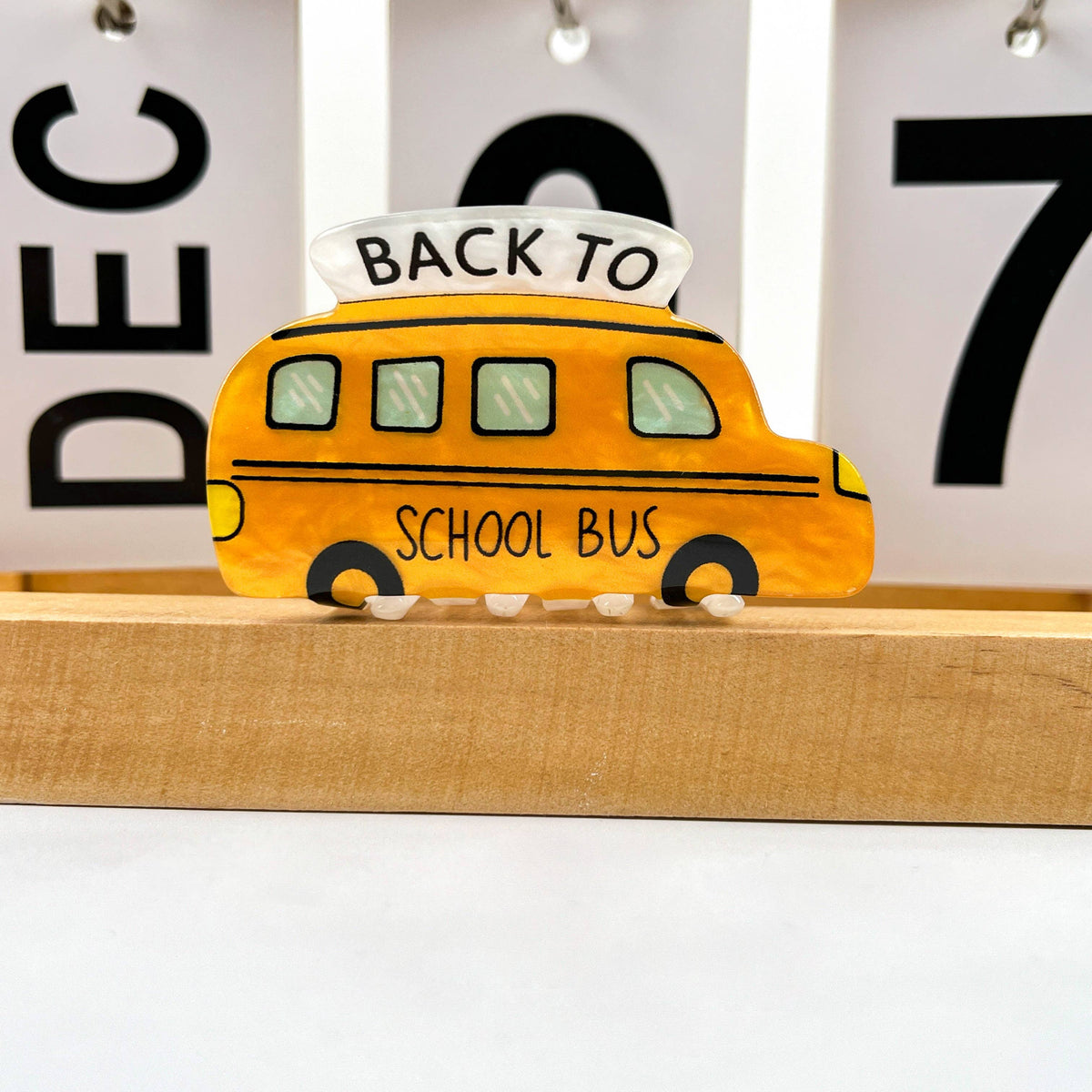 School Bus Acrylic Hair Claw Clip