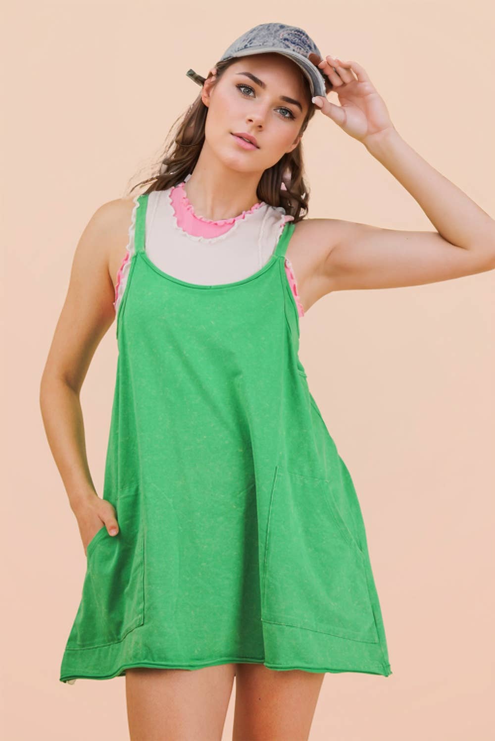 Jessie Mineral Washed Knit Mini Dress with Shorts Inside 