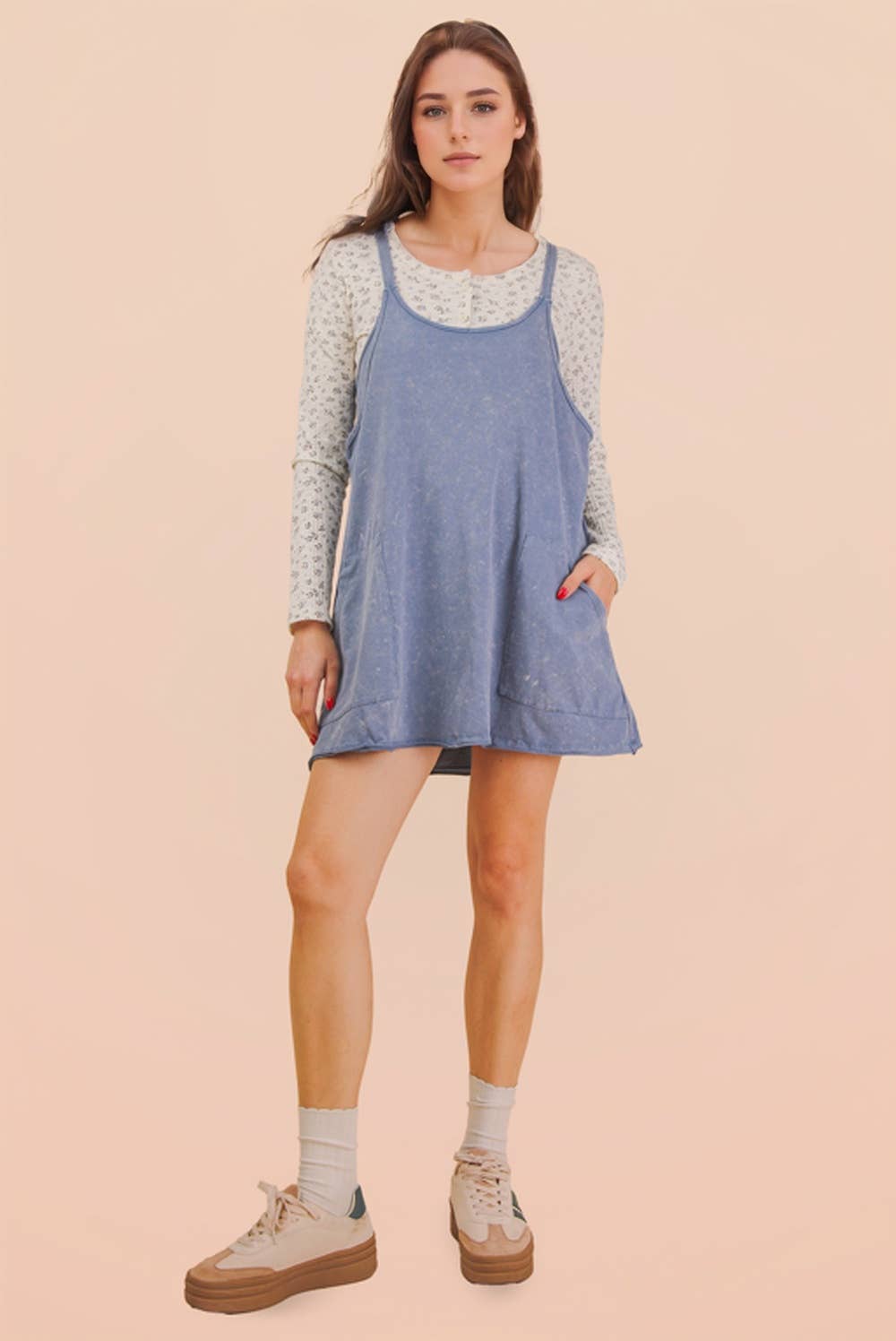 Jessie Mineral Washed Knit Mini Dress with Shorts Inside 