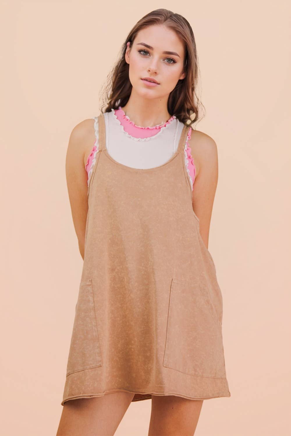 Jessie Mineral Washed Knit Mini Dress with Shorts Inside 