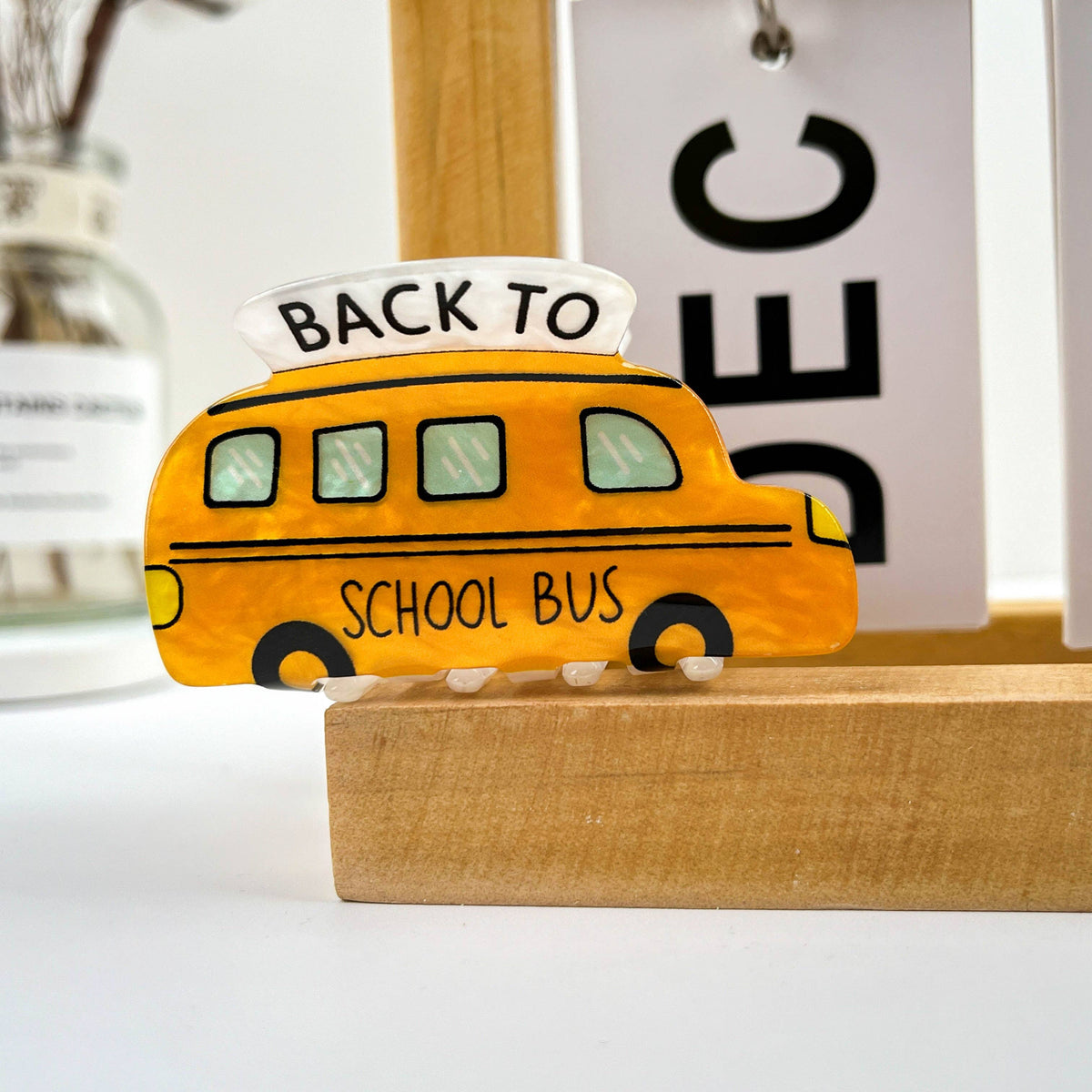 School Bus Acrylic Hair Claw Clip