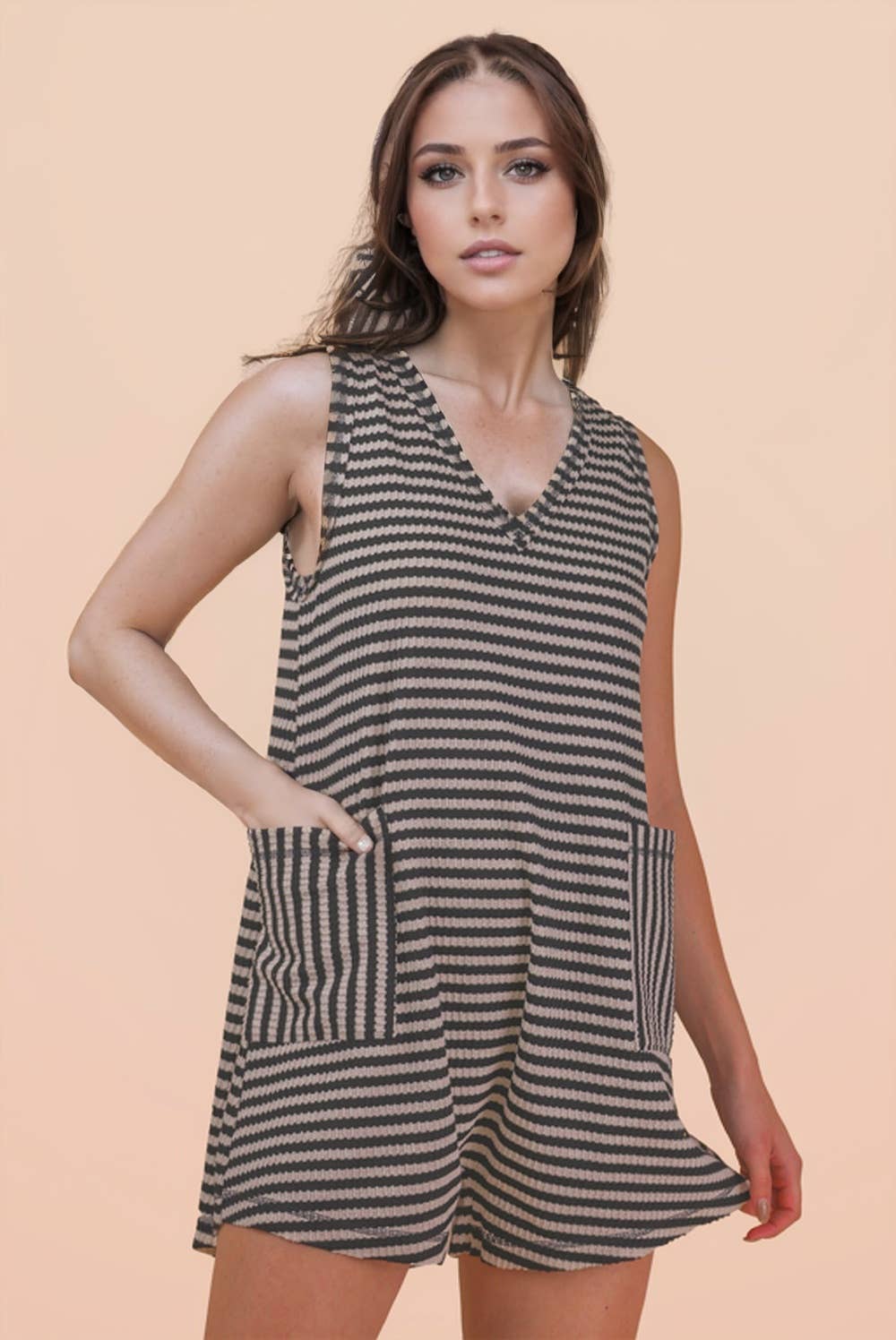 Lonnie Striped Knit Casual Comfy Romper