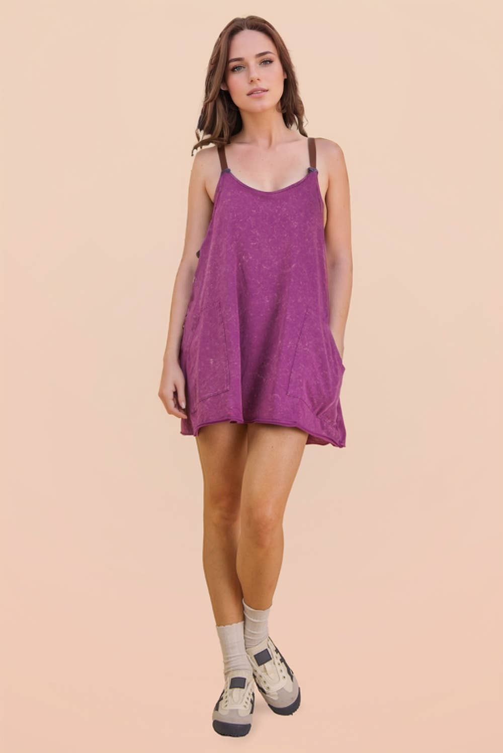 Jessie Mineral Washed Knit Mini Dress with Shorts Inside 
