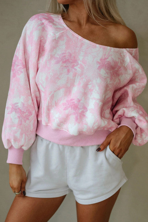 Stella Pink camo off shoulder sweatshirt
