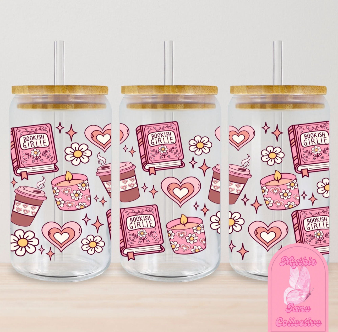 Bookish 16oz glass can cup