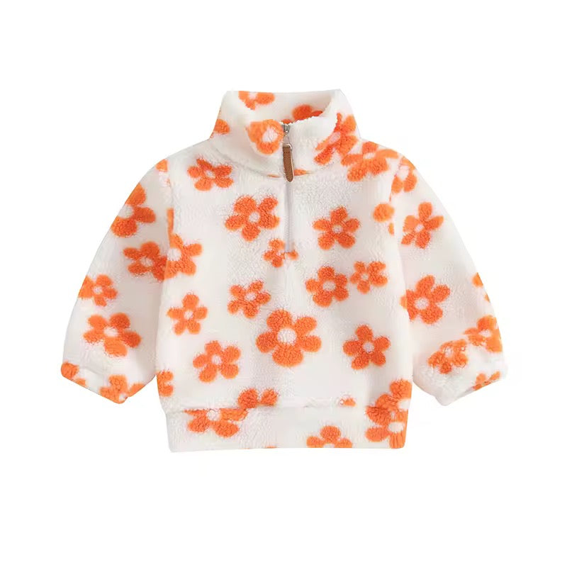 Charolette floral Sherpa quarter zip