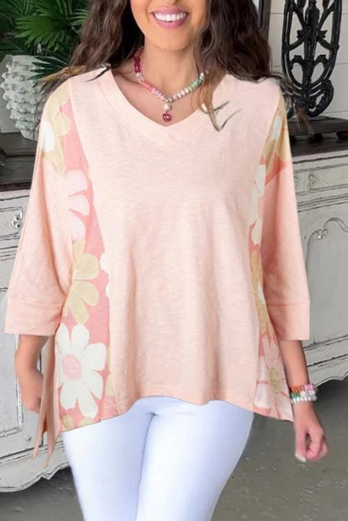 Darla floral patchwork oversized top