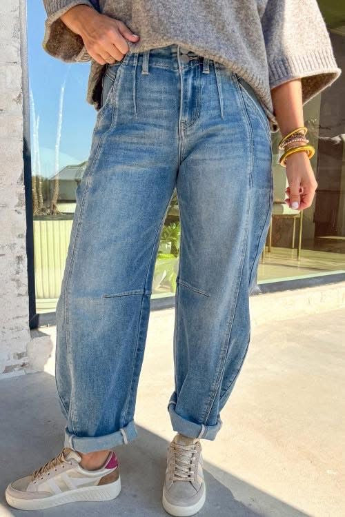 Cuffed barrel denim