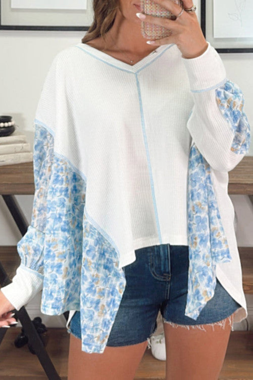 Juliet floral patchwork bat wing blouse