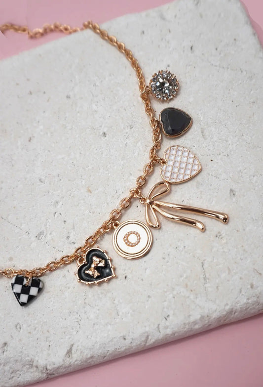 Mythic Checkered bow charm necklace