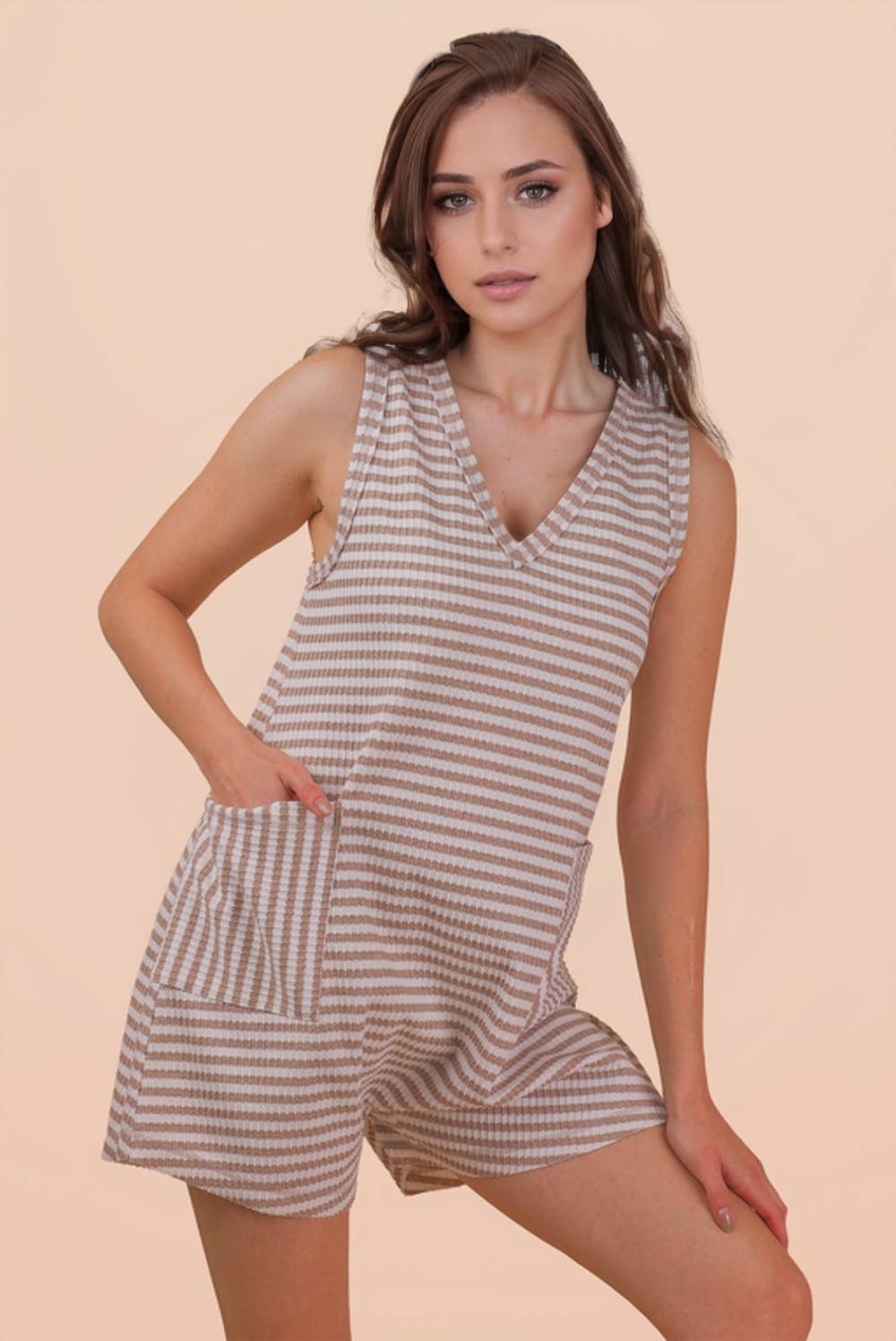 Lonnie Striped Knit Casual Comfy Romper