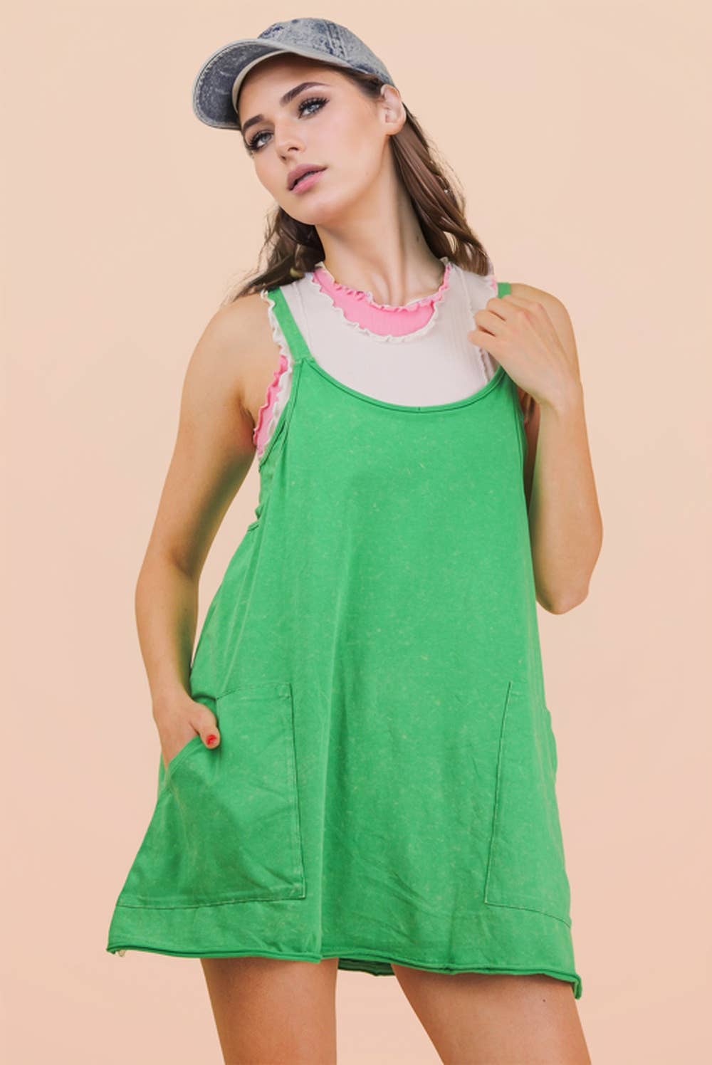 Jessie Mineral Washed Knit Mini Dress with Shorts Inside 