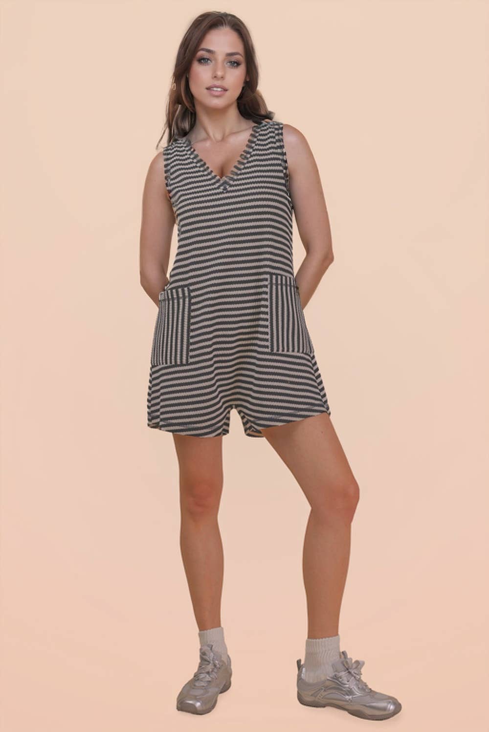 Lonnie Striped Knit Casual Comfy Romper