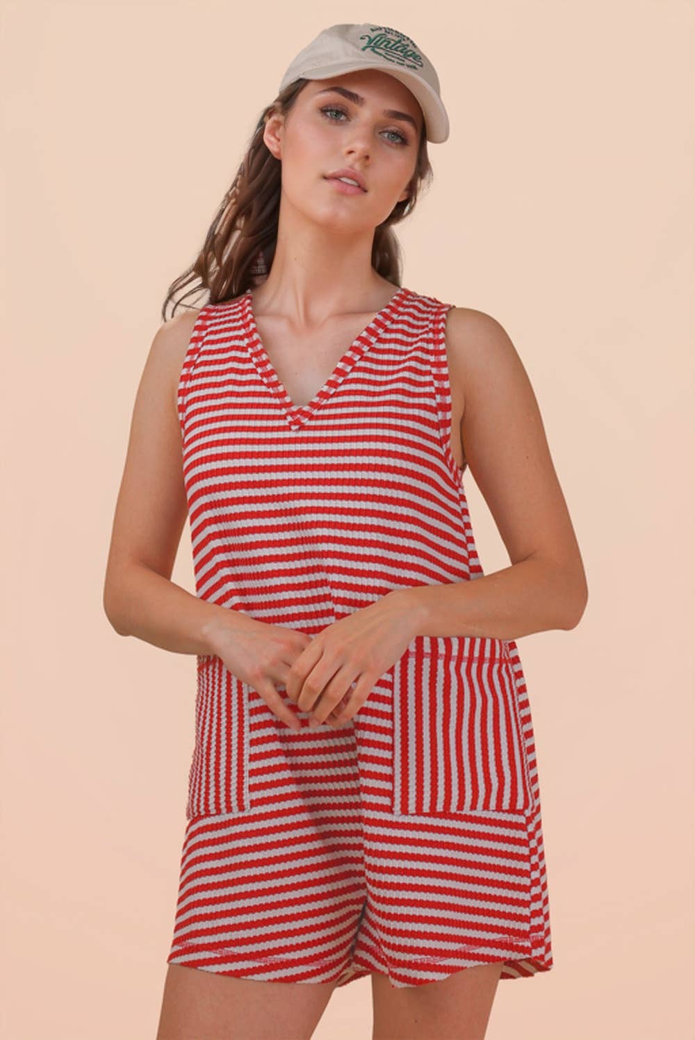 Lonnie Striped Knit Casual Comfy Romper