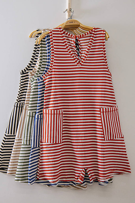 Lonnie Striped Knit Casual Comfy Romper