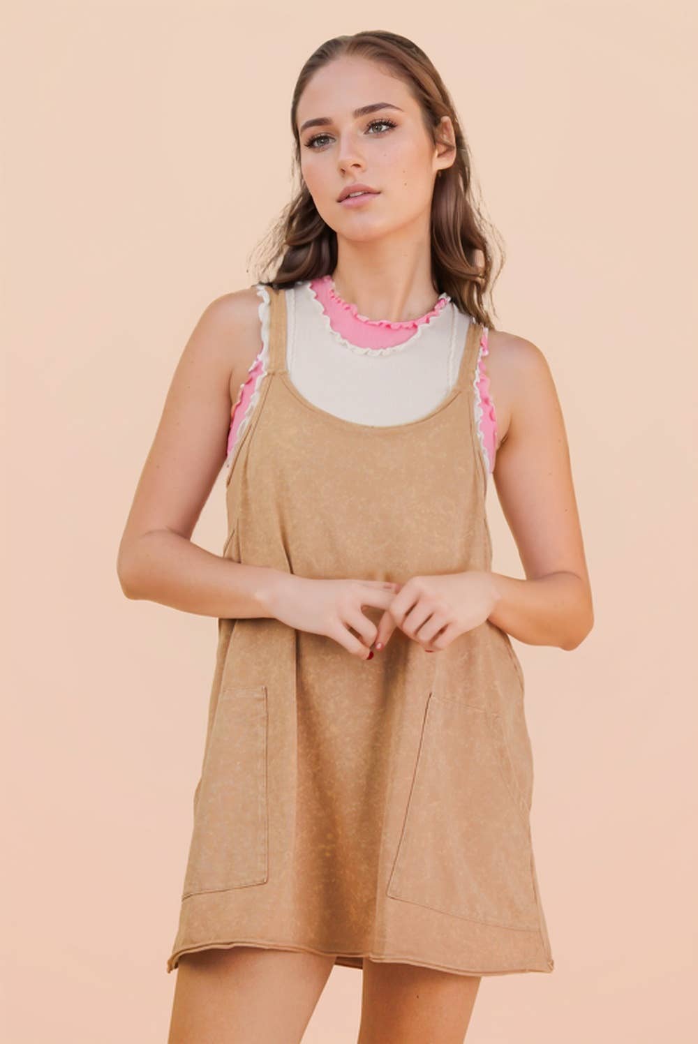 Jessie Mineral Washed Knit Mini Dress with Shorts Inside 