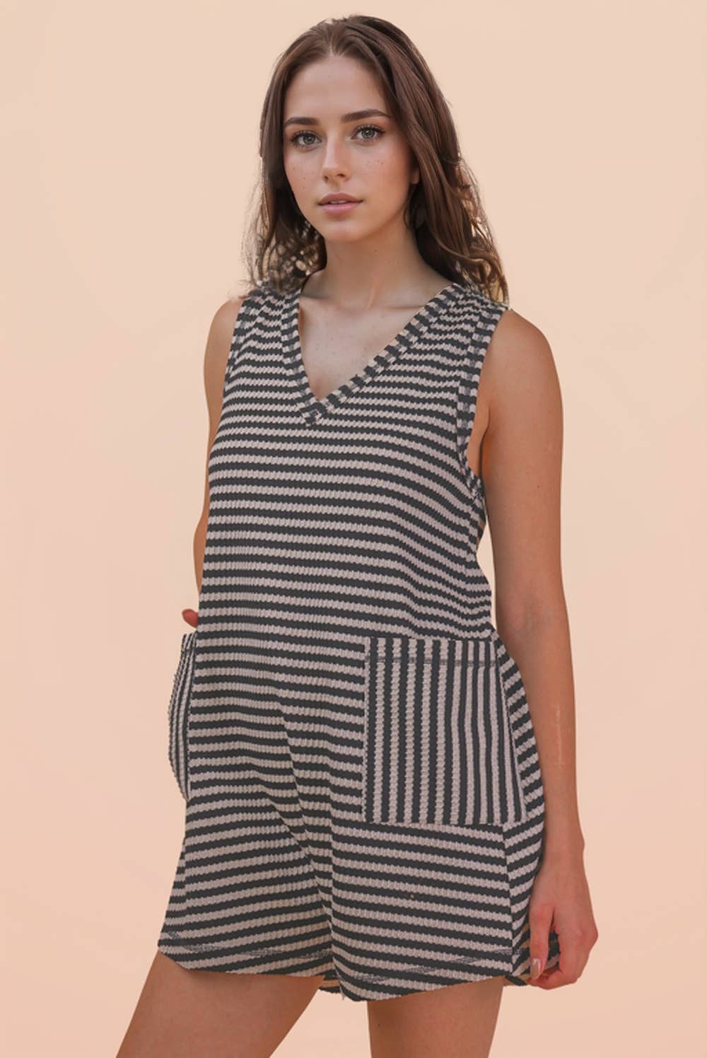 Lonnie Striped Knit Casual Comfy Romper