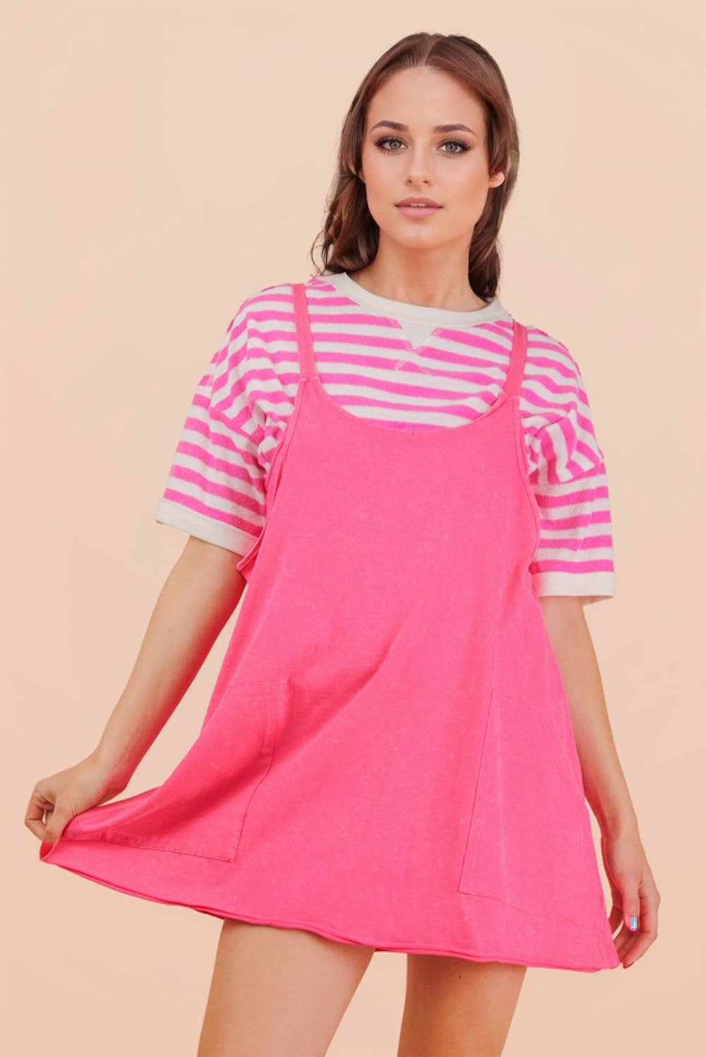 Jessie Mineral Washed Knit Mini Dress with Shorts Inside 