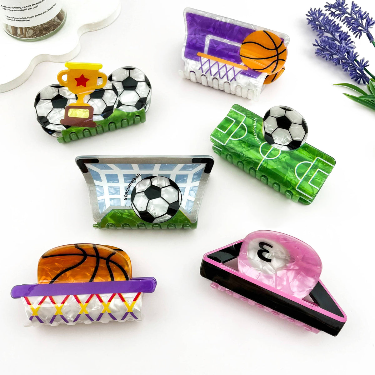 Sports Theme Hair Claw Clip - Ball Game Inspired Style