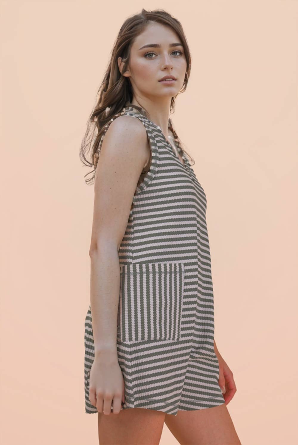 Lonnie Striped Knit Casual Comfy Romper